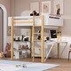 preview thumbnail 2 of 31, Full Size Wood Loft Bed With Built-in Storage Cabinet and Foldable desk