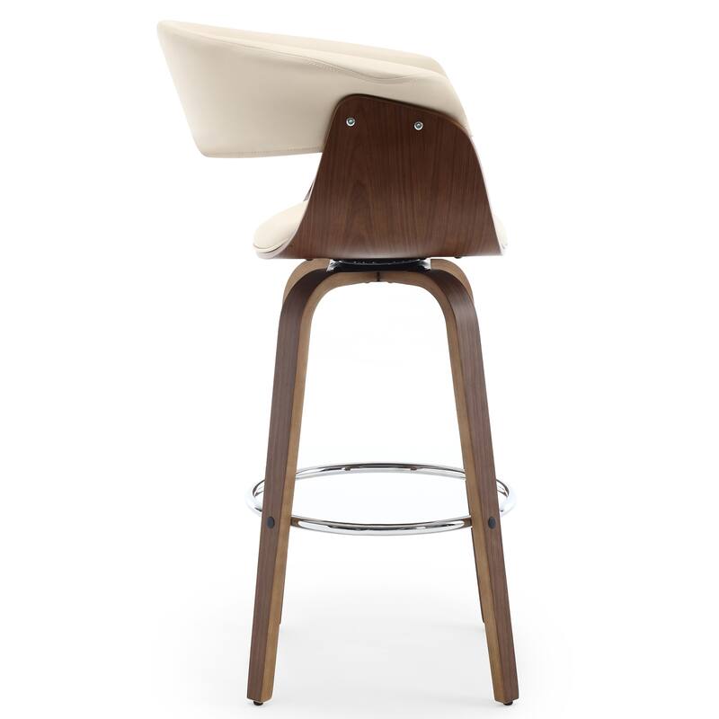 26"/29" Faux Leather Swivel Bar Stools, Wood Counter Stool