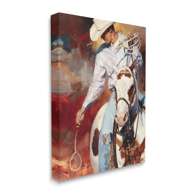 Stupell Cowboy & Lasso Painting Canvas Wall Art Design by Julie T ...