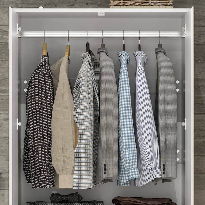 White Large Modular Modern High Gloss Wardrobe Armoire Mirrored Doors