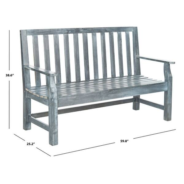 SAFAVIEH Outdoor Living Indaka Ash Grey Acacia Wood Bench