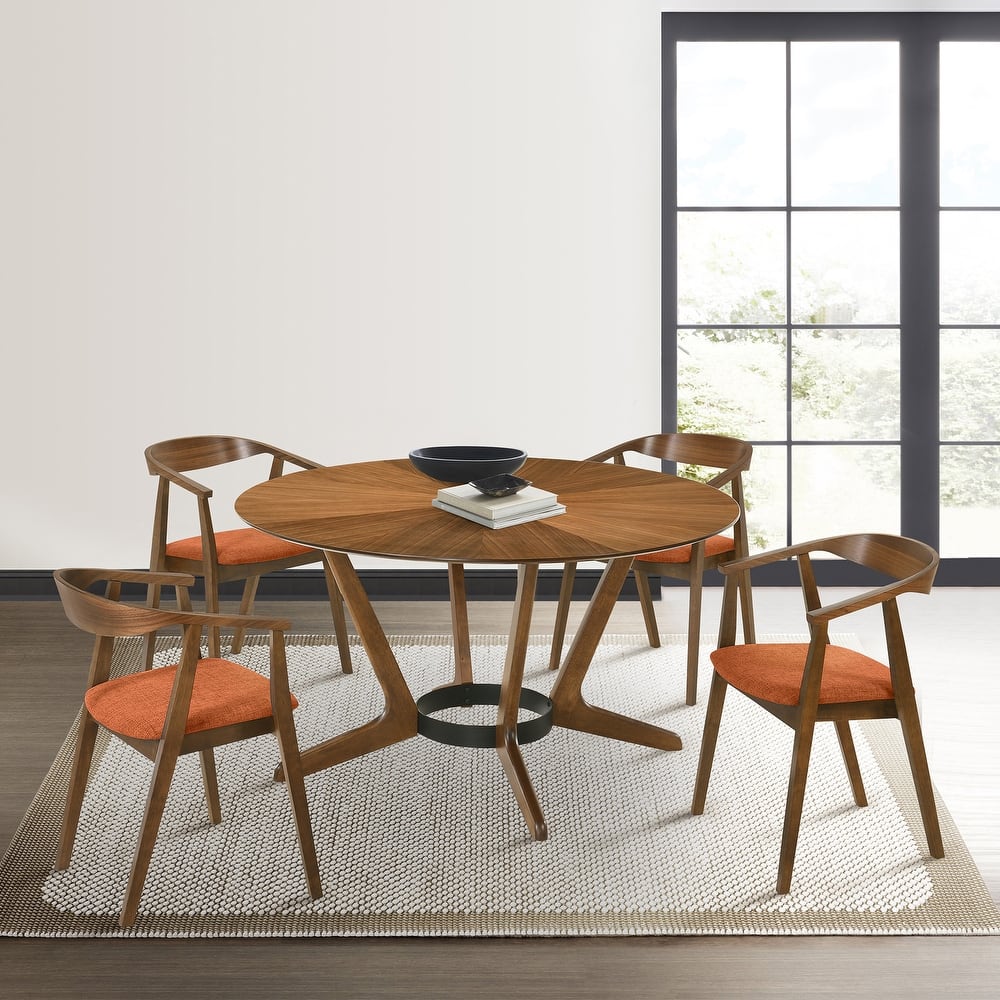 Santana 5 Piece Round Wood Dining Set