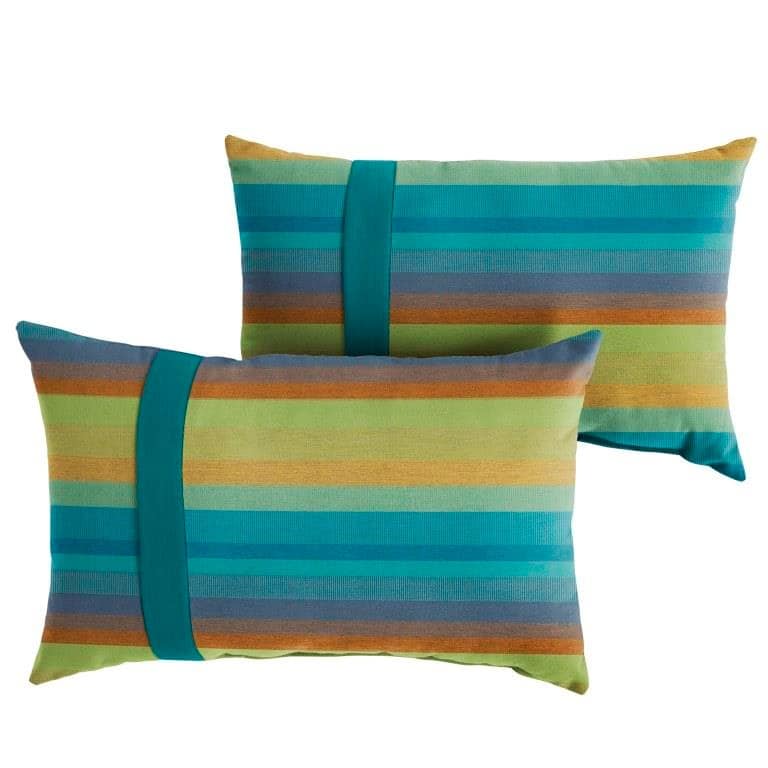 Sunbrella Astoria Lagoon Striped Indoor/Outdoor Lumbar Pillow (Set of 2)