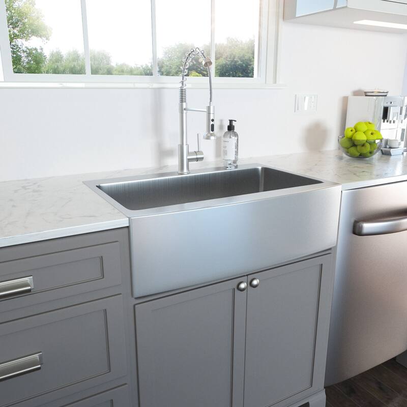 16-Gauge Stainless Steel 33 in. Single Bowl Farmhouse/Apron Drop-in Kitchen Sink with Bottom Grid