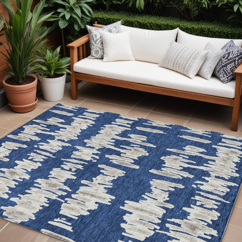 HomeRoots Striped Transitional Rectangle Outdoor Rug