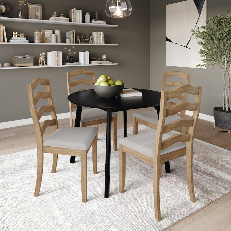 CraftPorch Sophistique 4-Piece Chair and Round Table Wooden Dining Set