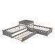 preview thumbnail 6 of 9, Twin Size Table L-shaped Bed with Trundle and Storage Drawers Linked, Pine Wooden Platform Bed with Built-in Desk, Gray