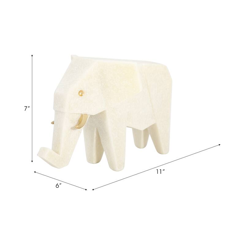 Sagebrook Home Your Space 11-inch Andora Elephant Statuary in White Resin - 11" x 6" x 7"