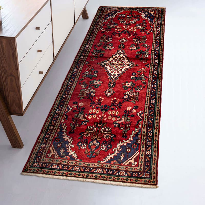 ECARPETGALLERY Hand-knotted Andelz Red Wool Rug - 3'5 x 9'11