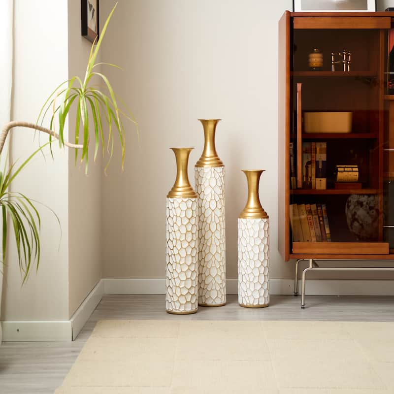 Floor metal vase modern style decoration home white metal vase set of 3 gorgeous home decoration large glazed metal vases