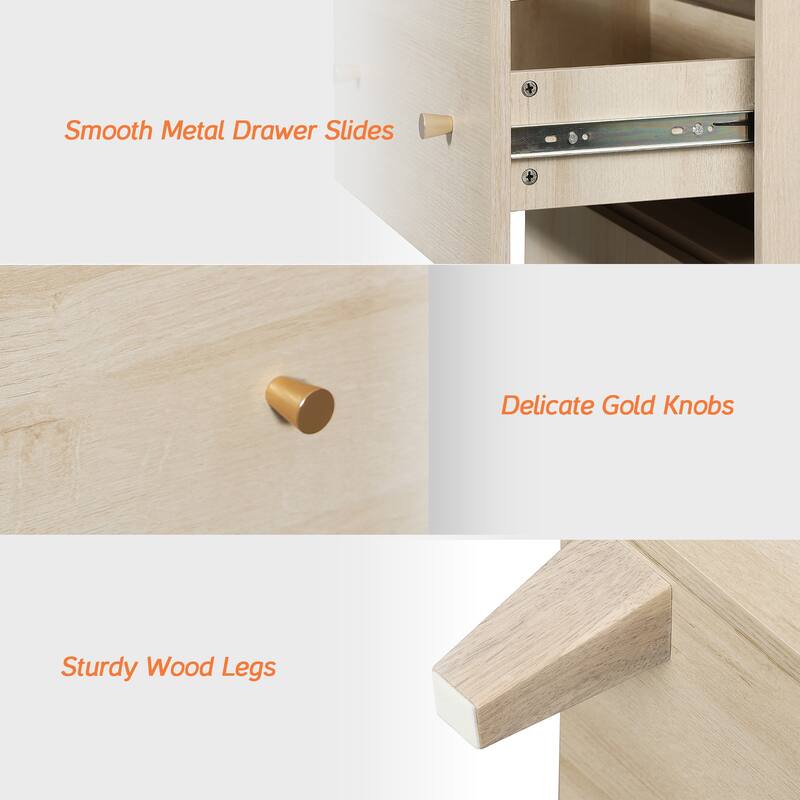 Bedroom Night Stand Bedside Table with Drawer and Cabinet, 32.4"H