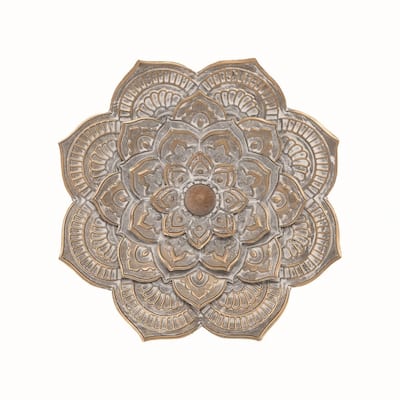 Foreside Home & Garden Large 11.25 x 11.25 inch Distressed Patina Metal Layered Flower Wall Decor