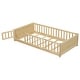 preview thumbnail 10 of 9, Natural Twin Size Pine Wood Floor Platform Bed with Storage Rack