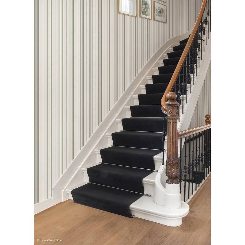 NuWallpaper Brownstone Boys Townhouse Stripe Ivy Peel and Stick Wallpaper - N/A