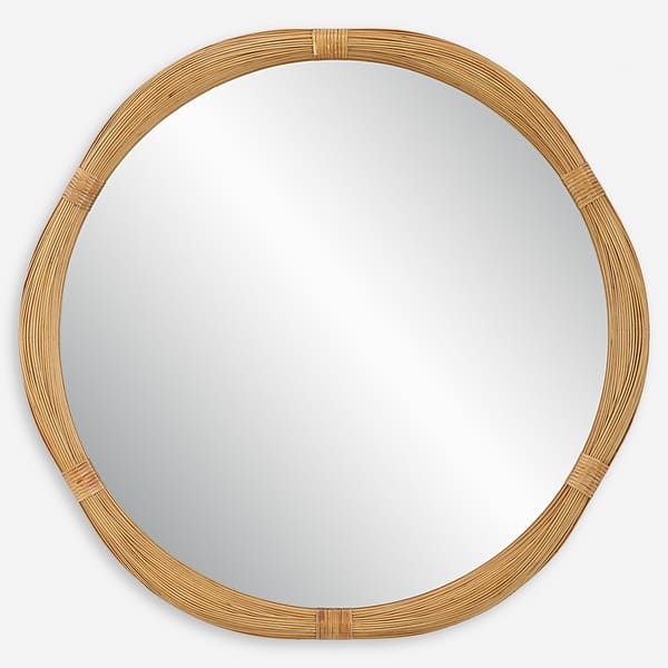 slide 2 of 6, Uttermost Salina Round Bamboo Mirror - 39.75"W x 39.75"H x 2"D