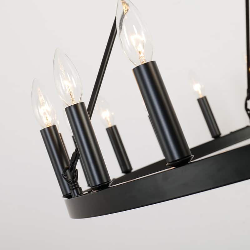 48 In Wagon Wheel Chandelier 24 Light Black Round Modern Chandeliers