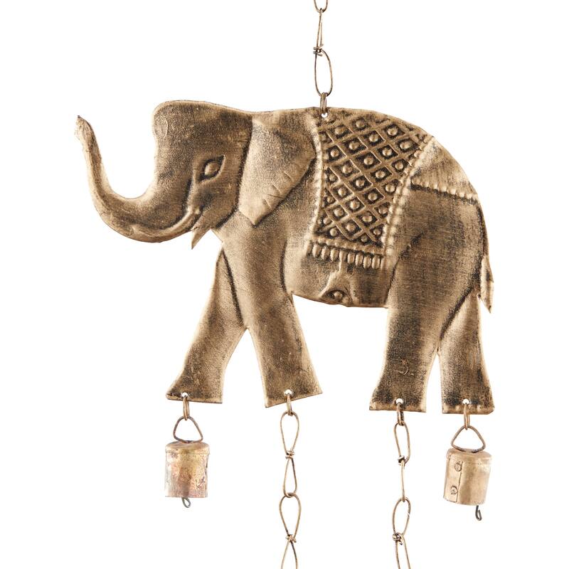 Brass Metal Elephant Windchime with Bells