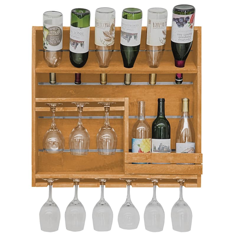 Farmhouse 9-Bottle Wine Display - Golden Oak