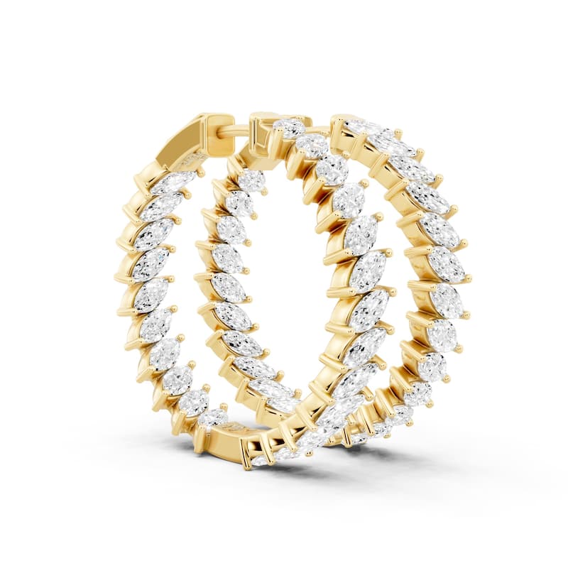 Auriya 14k Gold 5 1/2ctw Marquisel Hoop Lab Grown Diamond Earrings (F-G VS) - Yellow