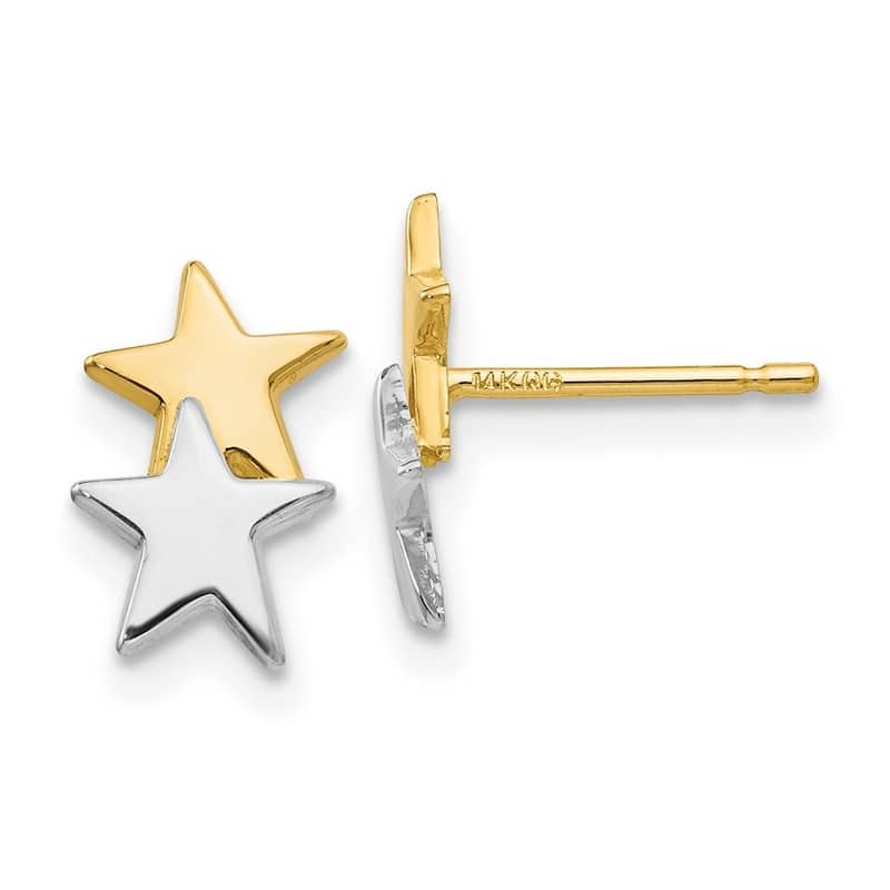Curata 14k Yellow Gold With Rhodium 12x7mm Polished Star Post Earrings
