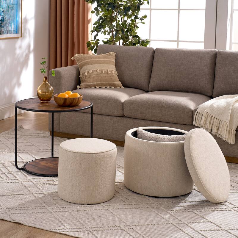 Ottoman, multifunctional combination set table Ottoman, combination of Ottoman and table, with drum stool, with storage space