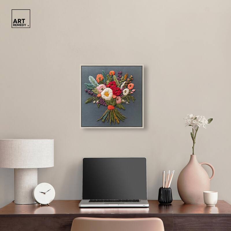 Stitched Bloom Bouquet I Canvas by Art Remedy