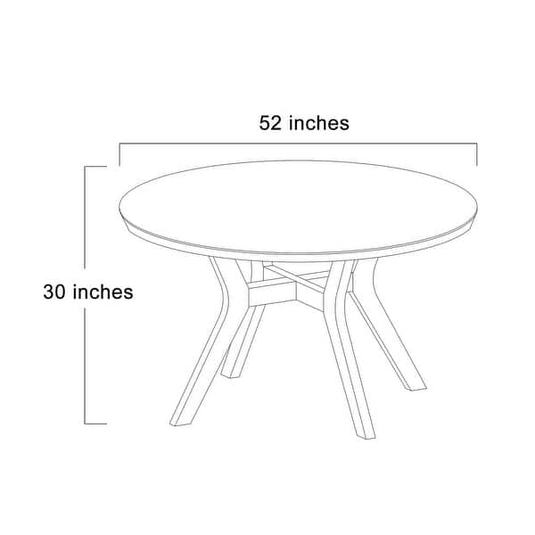 52 Inches Round Solid Wood Dining Table for 4-6 People - L52"xW52"xH30 ...