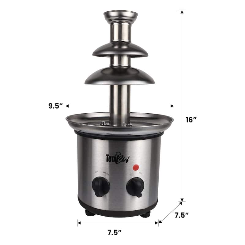 Total Chef 3 Tier Chocolate Fondue Fountain, 1.5 lbs (680 g) Capacity