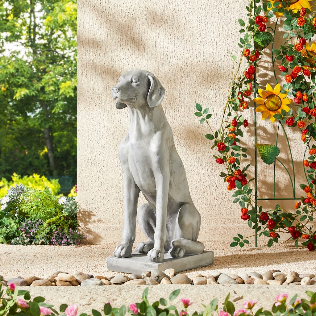 Glitzhome 28"H MGO Sitting Labrador Retriever Dog Indoor Outdoor Statue Sculpture
