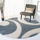 preview thumbnail 29 of 48, SAFAVIEH Florida Shag Jayati Abstract 1.2-inch Thick Rug 6'7" Round - Slate/Ivory - Round