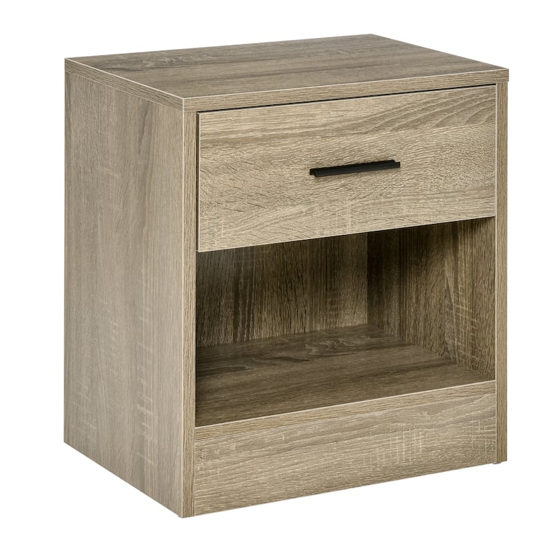 HOMCOM Modern End Table with Drawer, Space Saving Sofa Side Accent Table with Open Storage Shelf for Living Room or Bedroom