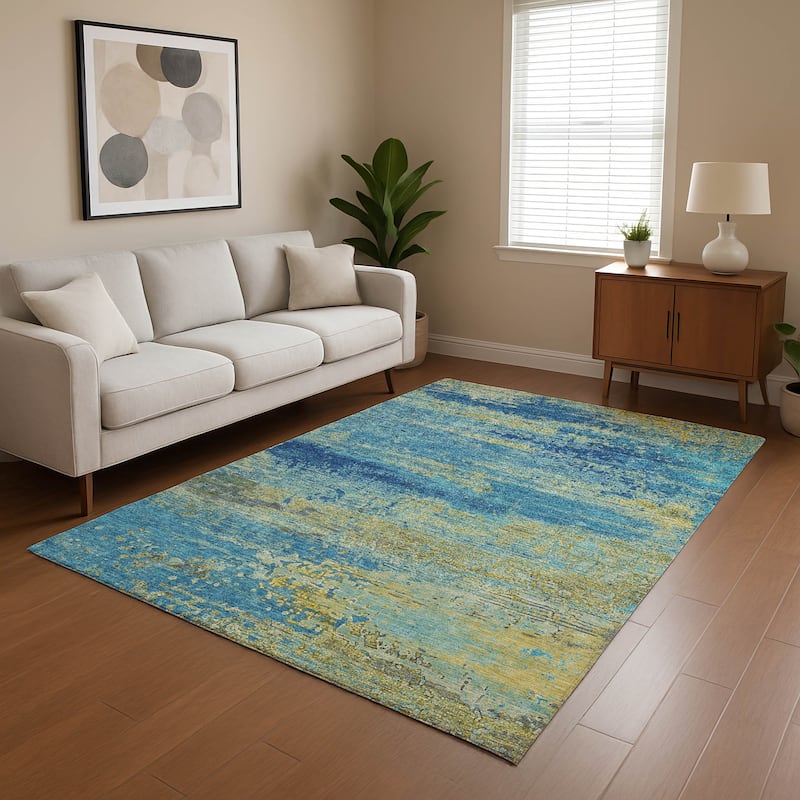 Premium Washable Super Soft Abstract Modern Mayfield Rug - Navy - 10' x 14'