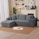 preview thumbnail 31 of 48, 102.76" Corduroy Cloudy L Shaped Sofa with Headrests