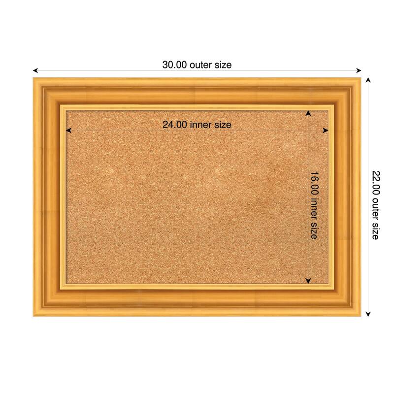 Sierra Gold Wood Framed Cork Board - Bulletin Board, Organization Board, Pin Board - Natural - 30 x 22 in