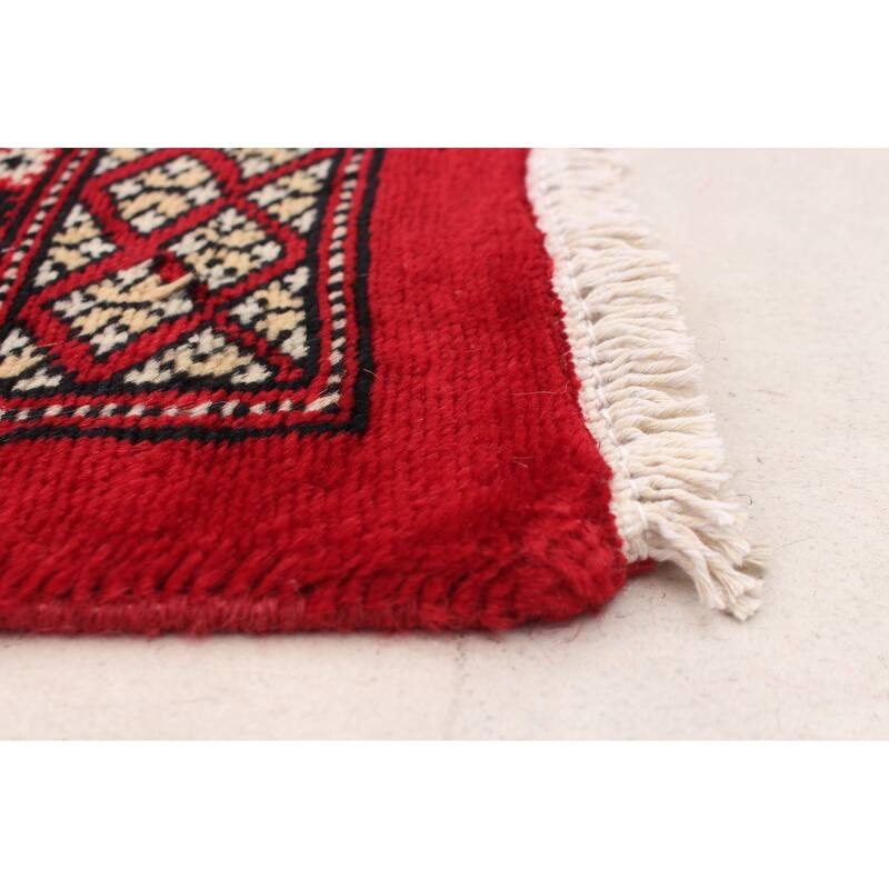 ECARPETGALLERY Hand-knotted Finest Peshawar Bokhara Dark Red Wool Rug - 7'10 x 9'5