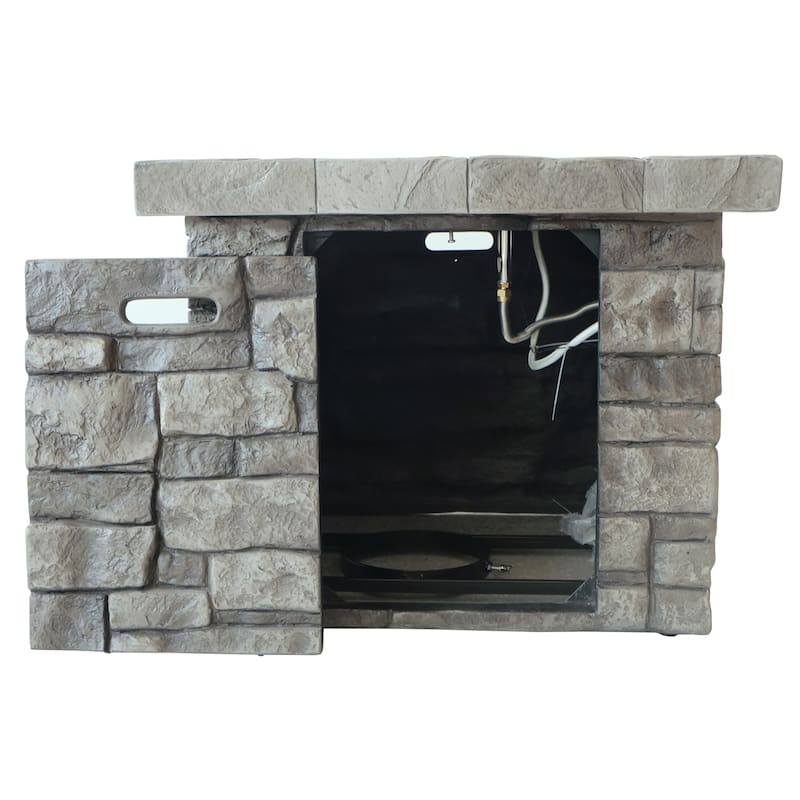 Angeles Outdoor Propane Square Fire Pit Table with Lava Rocks by Christopher Knight Home - N/A
