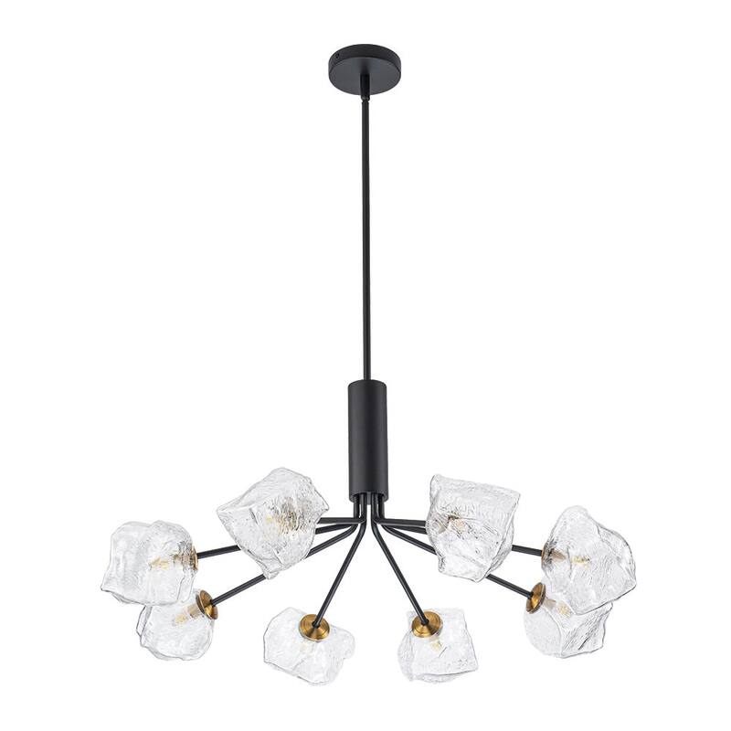 Black and Gold Clear Rock Glass Sputnik Chandelier