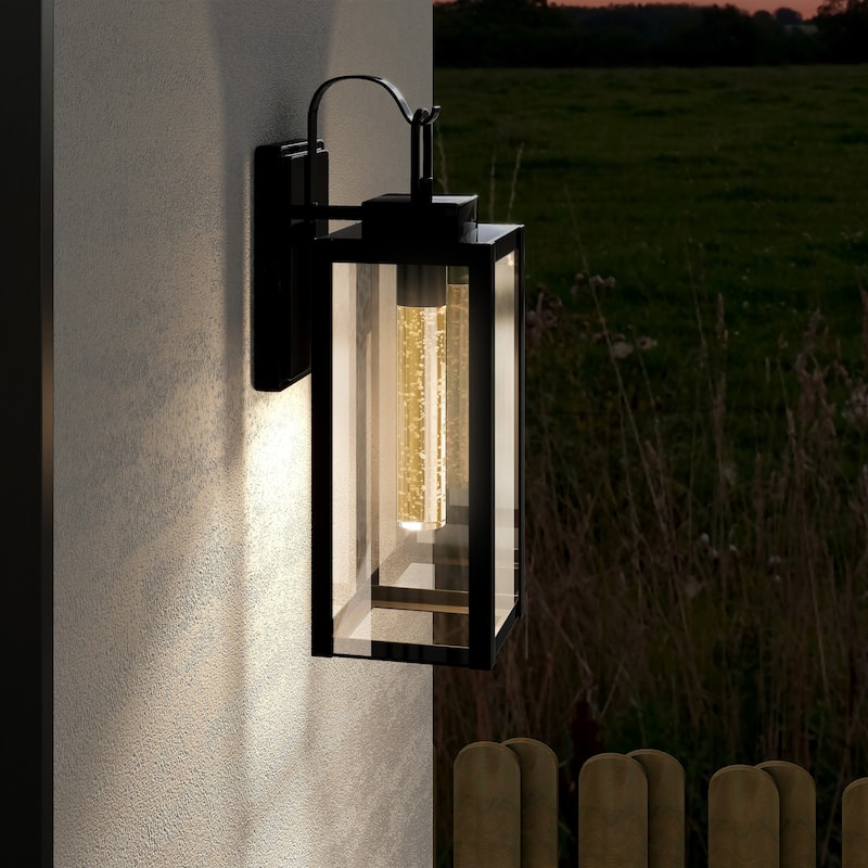2 Pack 7W LED Black Outdoor Wall Sconce - Matte Black
