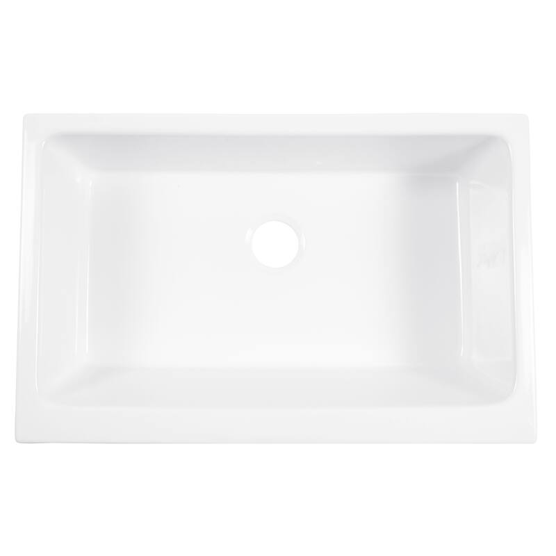 Grace Crisp White Fireclay 34-in Quick-Fit Farmhouse Undermount Single Bowl Kitchen Sink with Faucet Kit