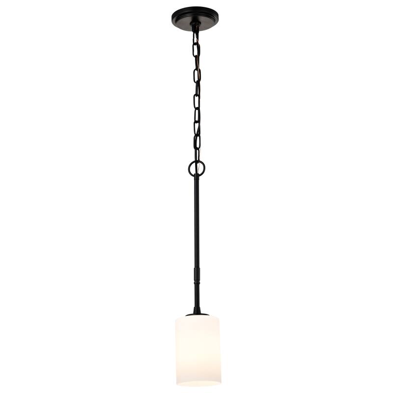 Liam 1 Light Mini Pendant Matte Black White Opal Glass - Matte Black