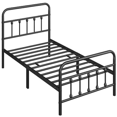 Yaheetech Classic Iron Platform Bed with High Headboard and Footboard Strong Metal-Framed Bed