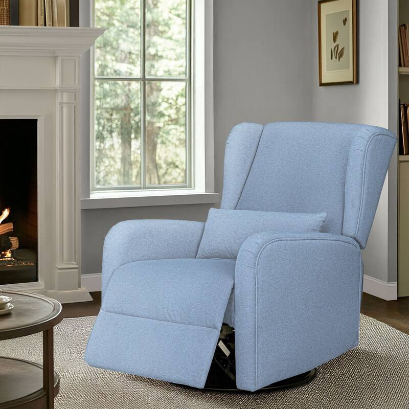 Madison Park Candace Power Recliner 3-in-1 with Swivel, Glider, USB Ports - Light Blue