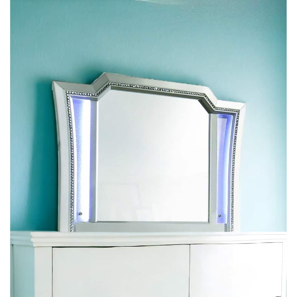 HomeRoots 38" Champagne Abstract Wood Framed Mounted Dresser Mirror - 51' X '38' X '1