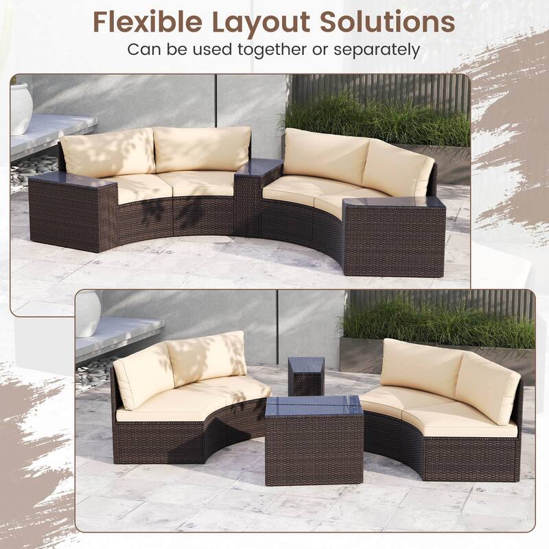 Costway 5 PCS Patio Furniture Set with Tempered Glass Top Side Tables - See Details
