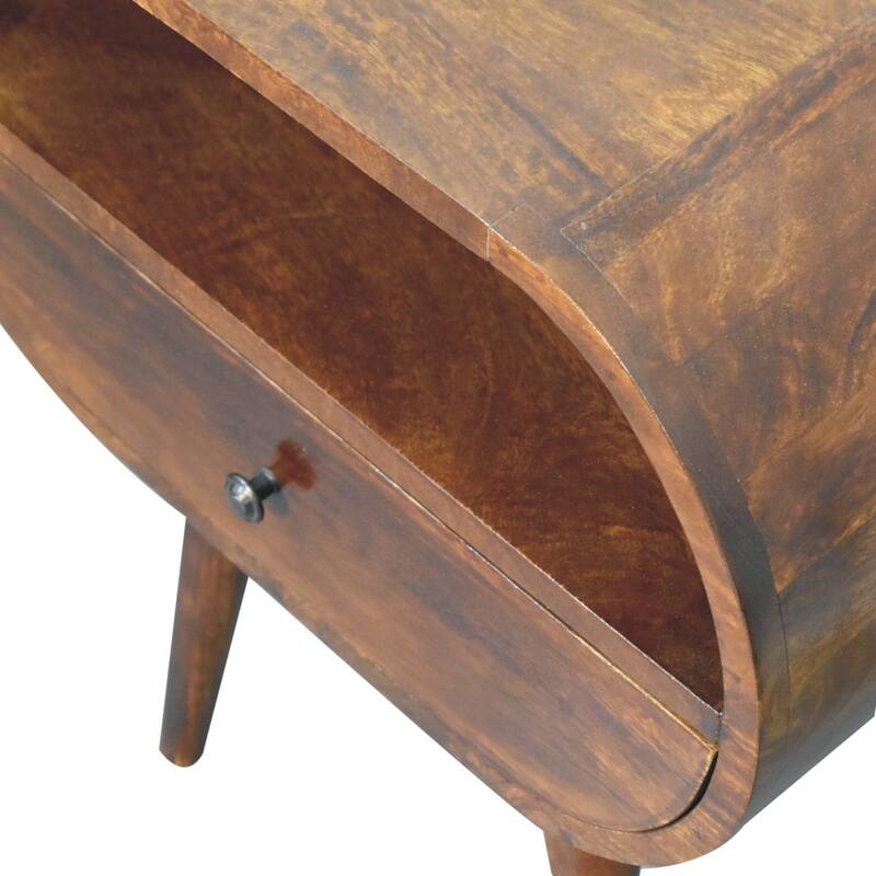 Artisan Furniture Solid Wood Large Chestnut Circular Open Bedside
