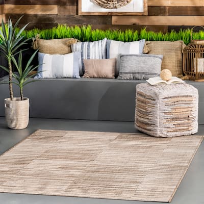 Nuloom Beige Modern Shingles Outdoor Area Rug