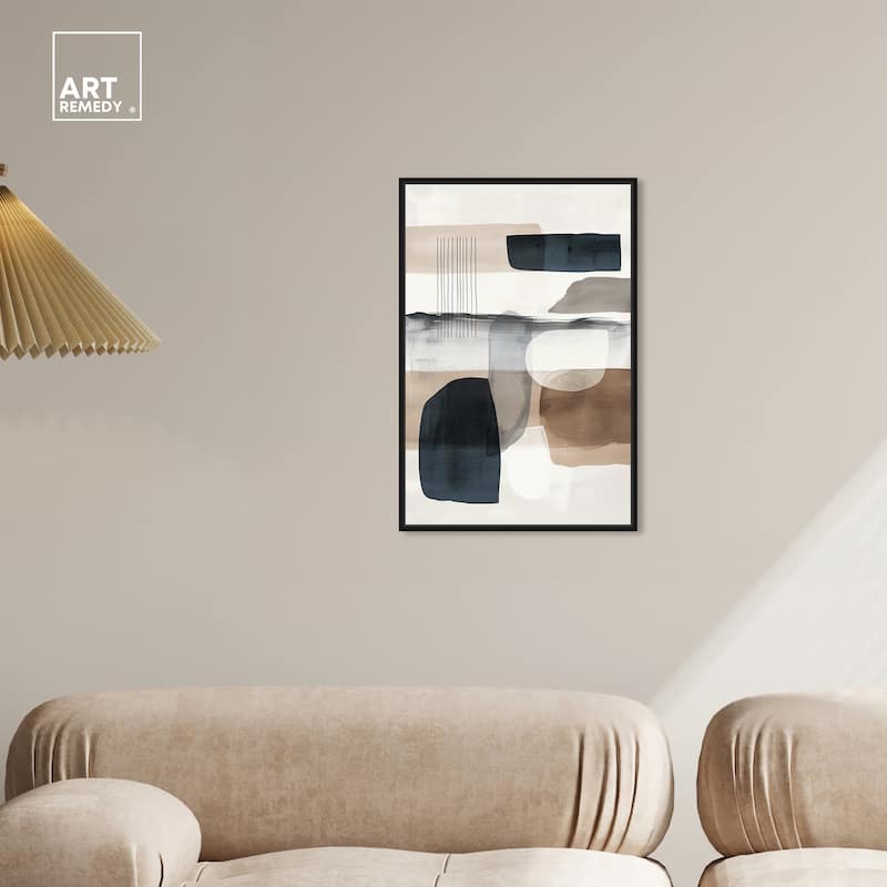 Art Remedy Layers Of Depth Framed Abstract Shapes 1 Piece Canvas Wall Art