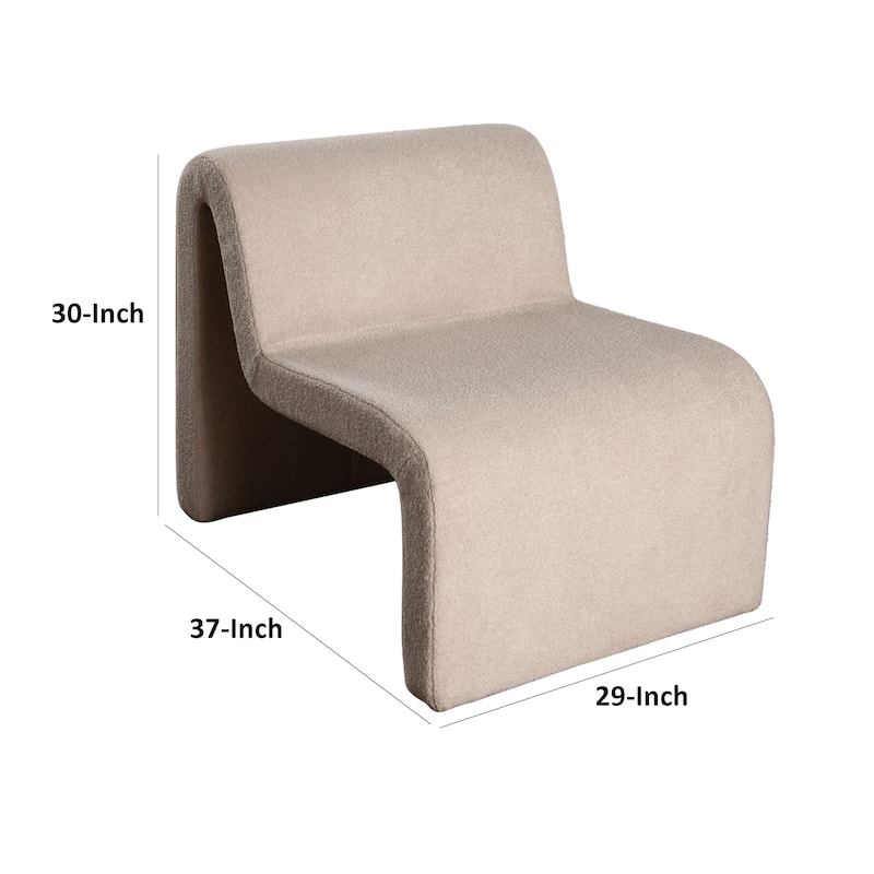 Nena Accent Chair, Armless Design, Camel Brown Looped Shearling Fabric