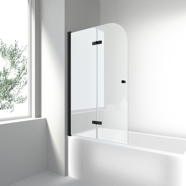 slide 2 of 10, i-Homare 35 in. W x 55 in. H Frameless Tempered Glass Tub Door Black