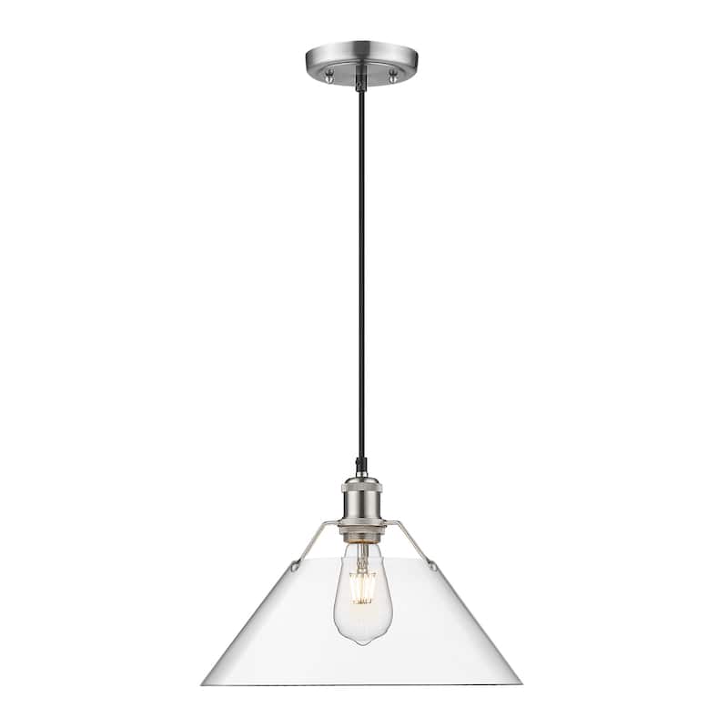 Orwell 14" Wide Large Pendant in Pewter with Clear Glass - Silver